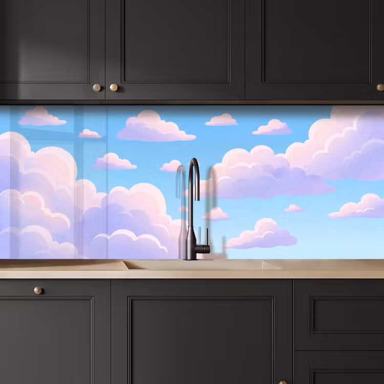 Wolken - Roze - Blauw - Natuur - Modern keuken achterwand 2 middel -sfeer1