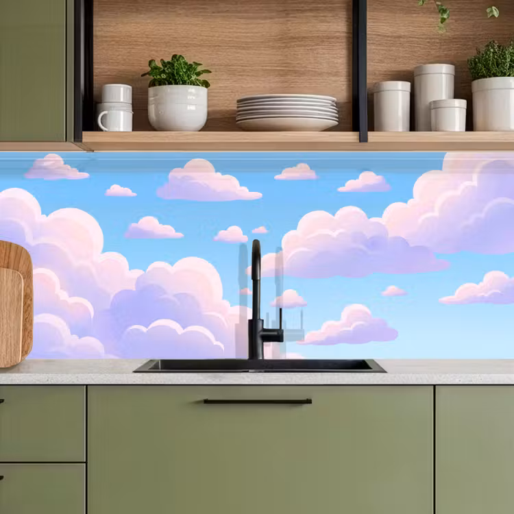 Wolken - Roze - Blauw - Natuur - Modern keuken achterwand 2 middel -sfeer3