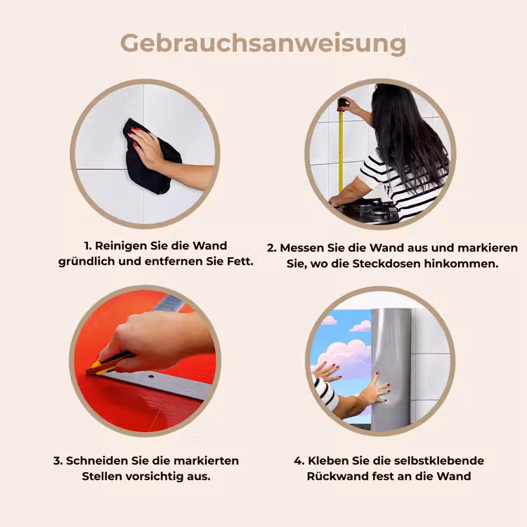 Wolken - Roze - Blauw - Natuur - Modern keuken achterwand 2 middel -gebruiksaanwijzing_DE