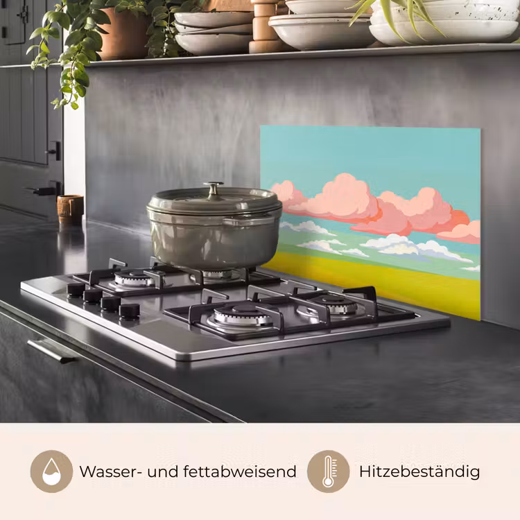 Wolken - Roze - Natuur - Modern - Pastel keuken achterwand spatscherm klein -usp_DE