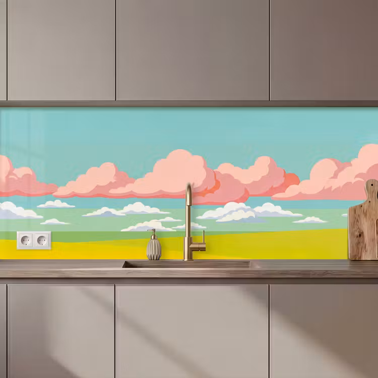 Wolken - Roze - Natuur - Modern - Pastel keuken achterwand 2 middel zz_3dshopping