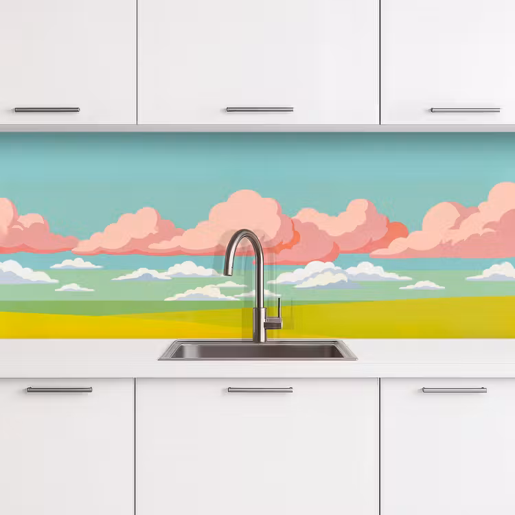 Wolken - Roze - Natuur - Modern - Pastel keuken achterwand 2 middel -3d