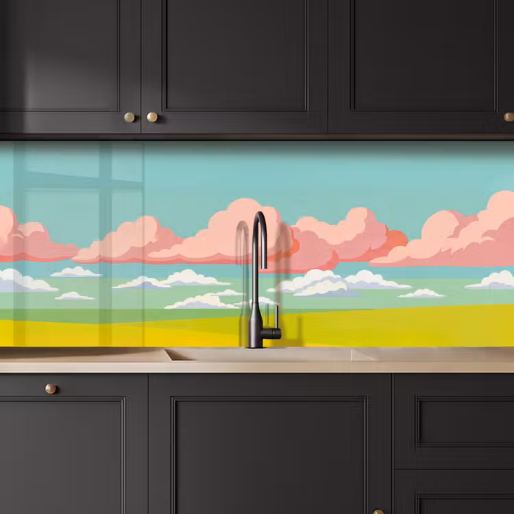 Wolken - Roze - Natuur - Modern - Pastel keuken achterwand 2 middel -sfeer1