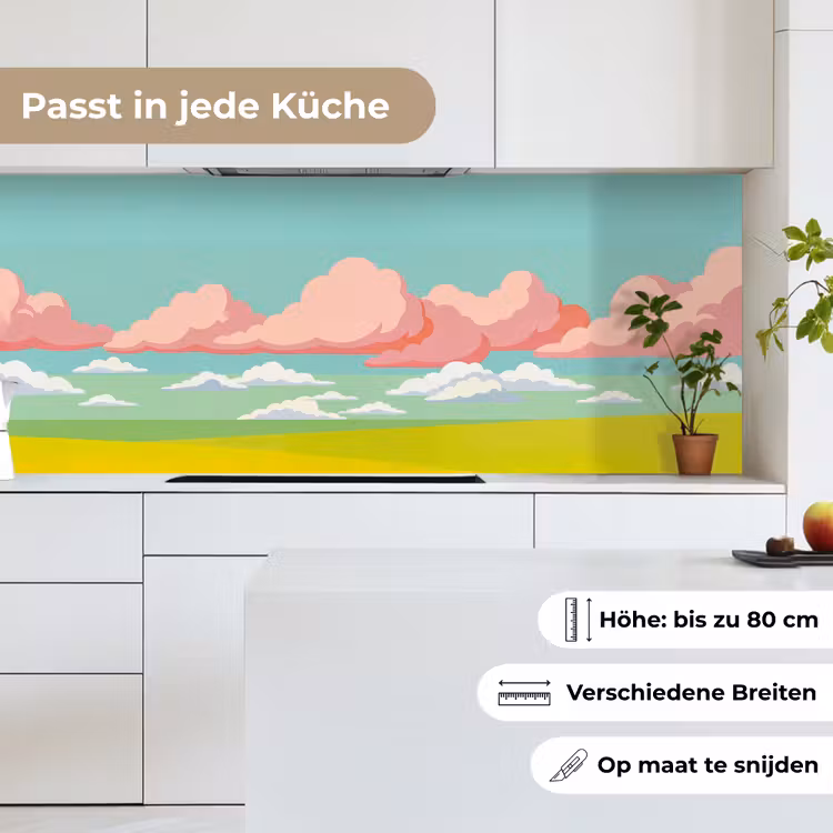 Wolken - Roze - Natuur - Modern - Pastel keuken achterwand 2 middel -sfeer4_DE