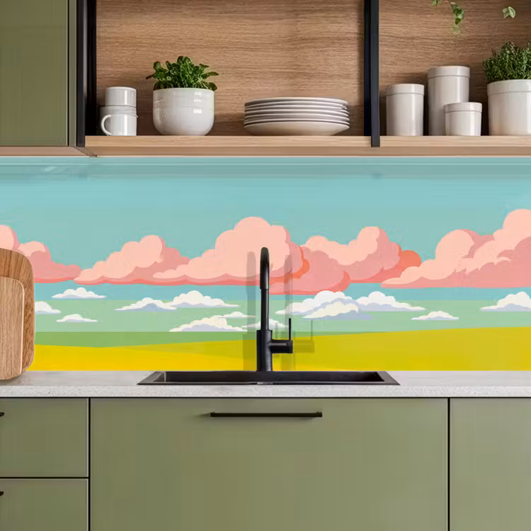 Wolken - Roze - Natuur - Modern - Pastel keuken achterwand 2 middel -sfeer3