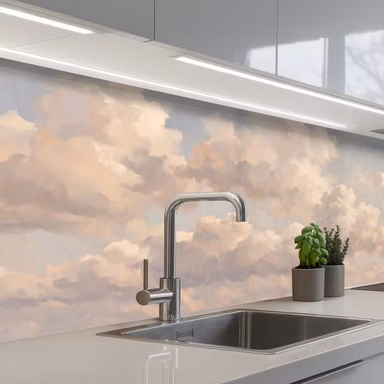 Wolken - Zacht - Natuur - Klassiek - Beige keuken achterwand 2 middel -3d_schuin