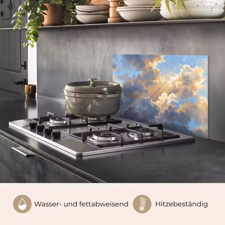Wolken - Zonnestralen - Natuur - Abstract - Blauw keuken achterwand spatscherm klein -usp_DE