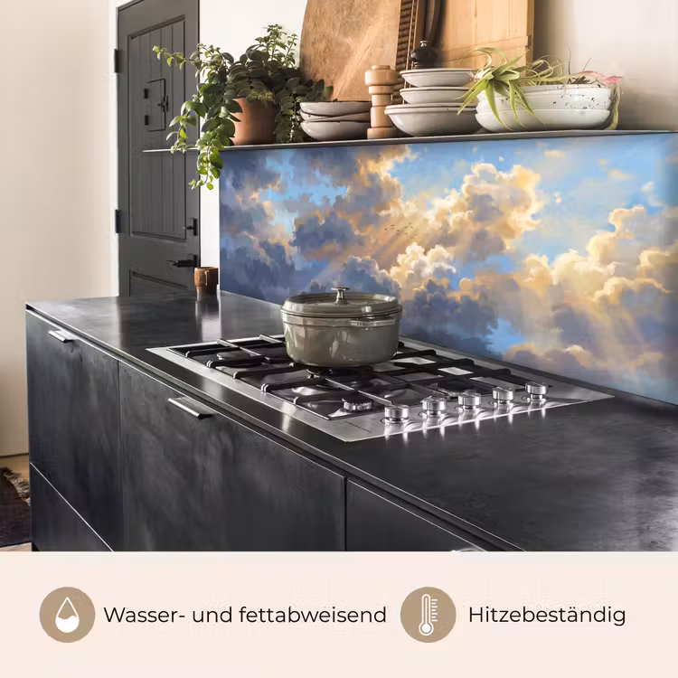 Wolken - Zonnestralen - Natuur - Abstract - Blauw keuken achterwand 2 middel -usp_DE