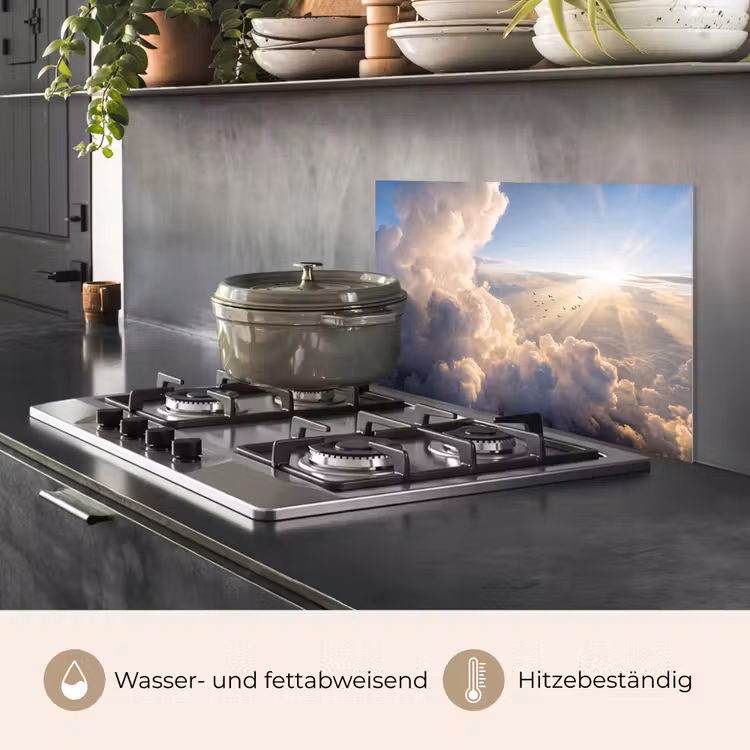 Wolken - Zonnestralen - Natuur - Wit keuken achterwand spatscherm klein -usp_DE