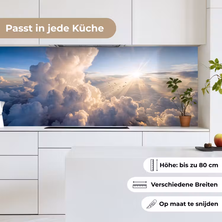 Wolken - Zonnestralen - Natuur - Wit keuken achterwand 2 middel -sfeer4_DE
