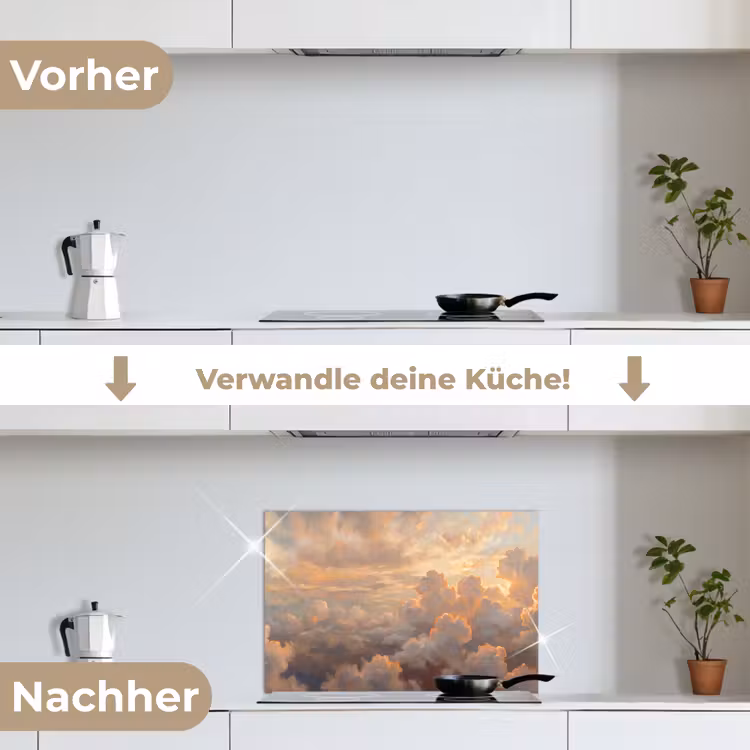 Wolken - Zonsondergang - Natuur - Abstract - Goud keuken achterwand spatscherm klein -voor_na_DE