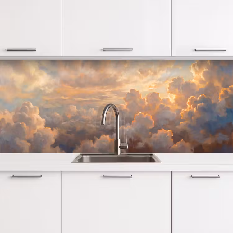 Wolken - Zonsondergang - Natuur - Abstract - Goud keuken achterwand 2 middel -3d