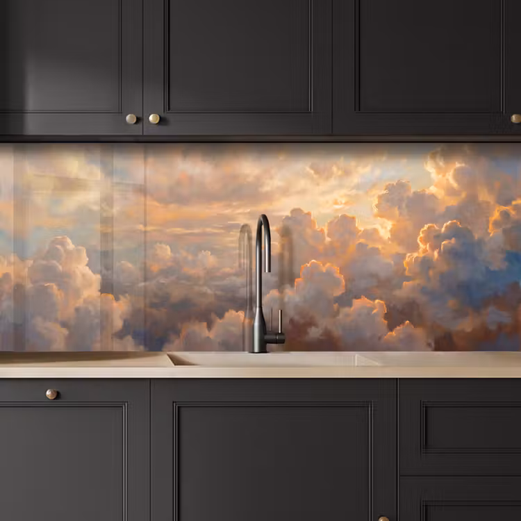 Wolken - Zonsondergang - Natuur - Abstract - Goud keuken achterwand 2 middel -sfeer1