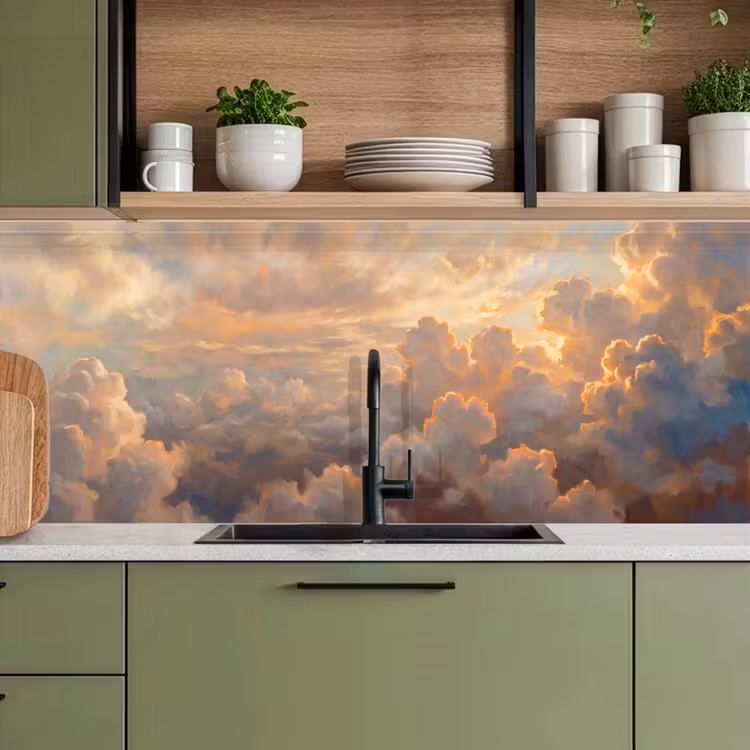 Wolken - Zonsondergang - Natuur - Abstract - Goud keuken achterwand 2 middel -sfeer3