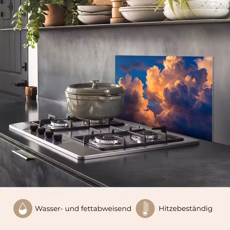 Wolken - Zonsondergang - Natuur - Oranje - Blauw keuken achterwand spatscherm klein -usp_DE