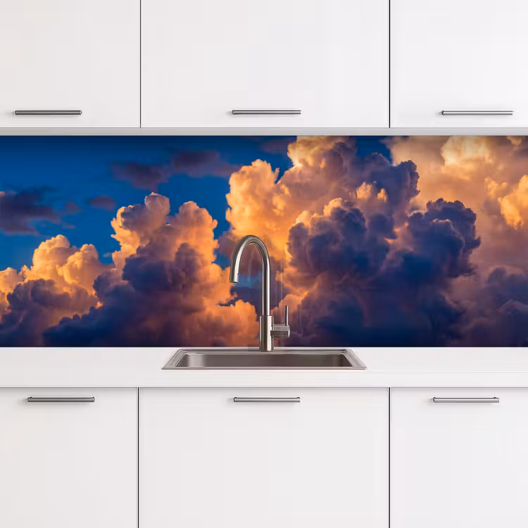 Wolken - Zonsondergang - Natuur - Oranje - Blauw keuken achterwand 2 middel -3d