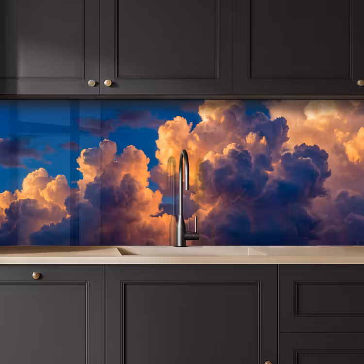 Wolken - Zonsondergang - Natuur - Oranje - Blauw keuken achterwand 2 middel -sfeer1