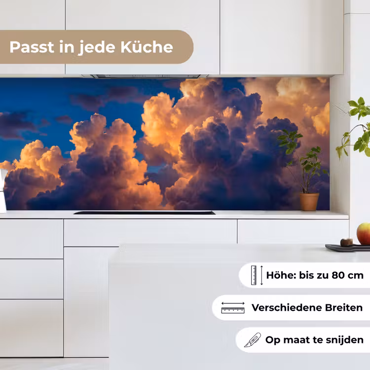Wolken - Zonsondergang - Natuur - Oranje - Blauw keuken achterwand 2 middel -sfeer4_DE