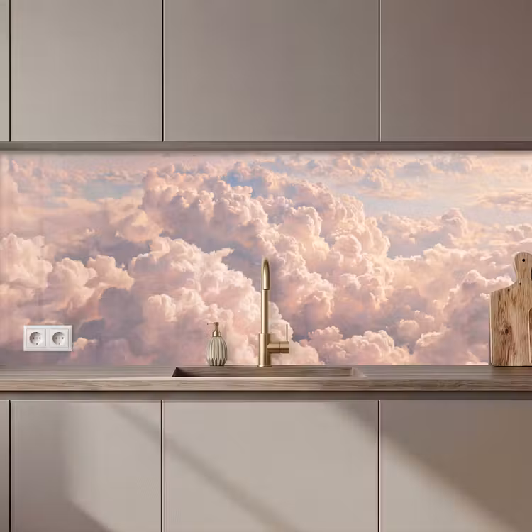 Wolken - Zonsondergang - Natuur - Pastel - Roze keuken achterwand 2 middel zz_3dshopping