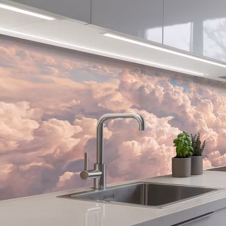 Wolken - Zonsondergang - Natuur - Pastel - Roze keuken achterwand 2 middel -3d_schuin