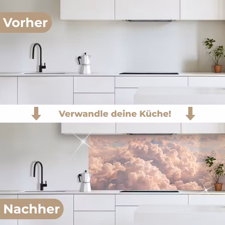 Wolken - Zonsondergang - Natuur - Pastel - Roze keuken achterwand 2 middel -voor-na_DE