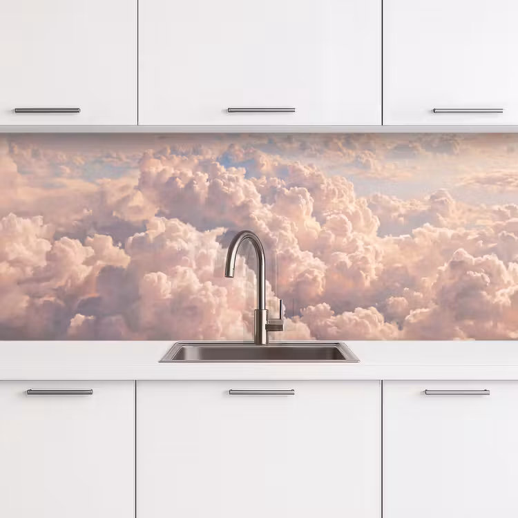 Wolken - Zonsondergang - Natuur - Pastel - Roze keuken achterwand 2 middel -3d