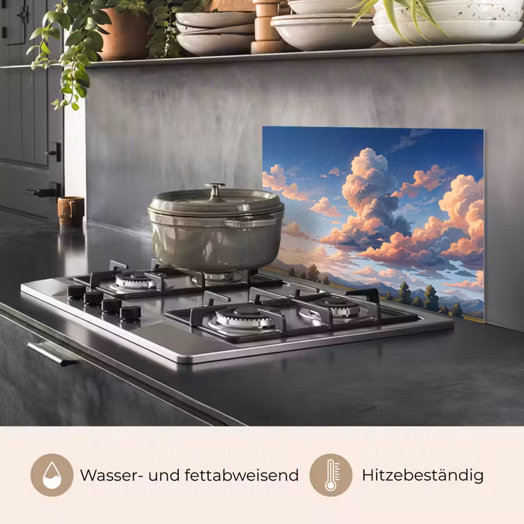 Wolken - Daghemel - Natuur - Illustratie - Oranje keuken achterwand spatscherm klein -usp_DE