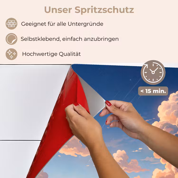 Wolken - Daghemel - Natuur - Illustratie - Oranje keuken achterwand spatscherm klein -spatscherm_DE