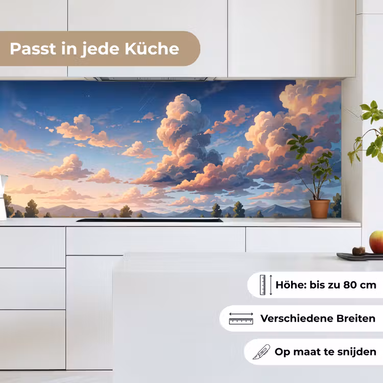 Wolken - Daghemel - Natuur - Illustratie - Oranje keuken achterwand 2 middel -sfeer4_DE