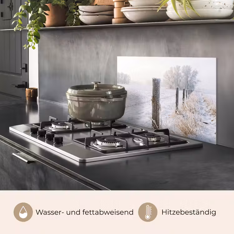 Hek - Sneeuw - Mist - Platteland - Nostalgisch keuken achterwand spatscherm klein -usp_DE