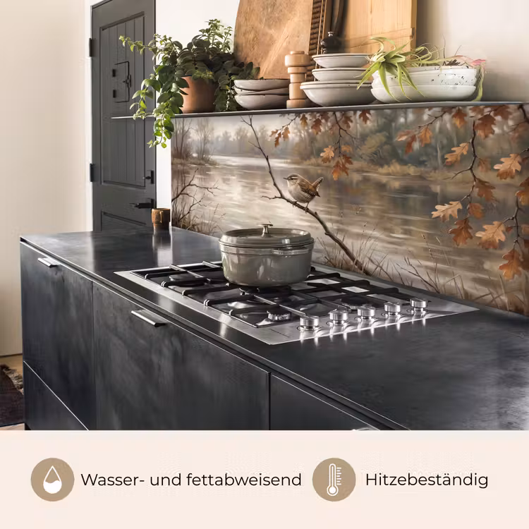 Winterkoninkje - Tak - Rivier - Natuur - Sfeervol keuken achterwand 2 middel -usp_DE