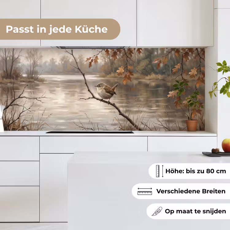 Winterkoninkje - Tak - Rivier - Natuur - Sfeervol keuken achterwand 2 middel -sfeer4_DE