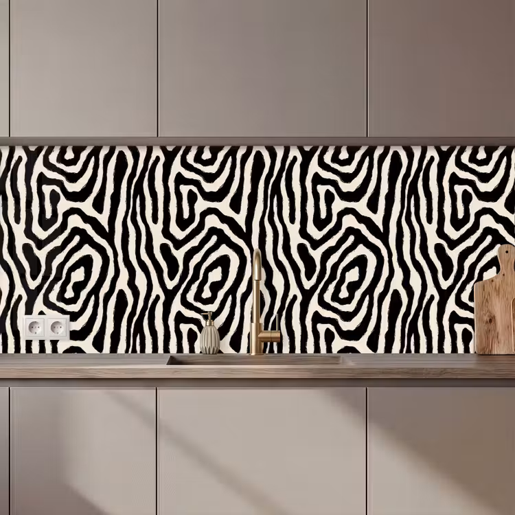 Zebra - Abstract - Zwart keuken achterwand 2 middel 871 zz_3dshopping