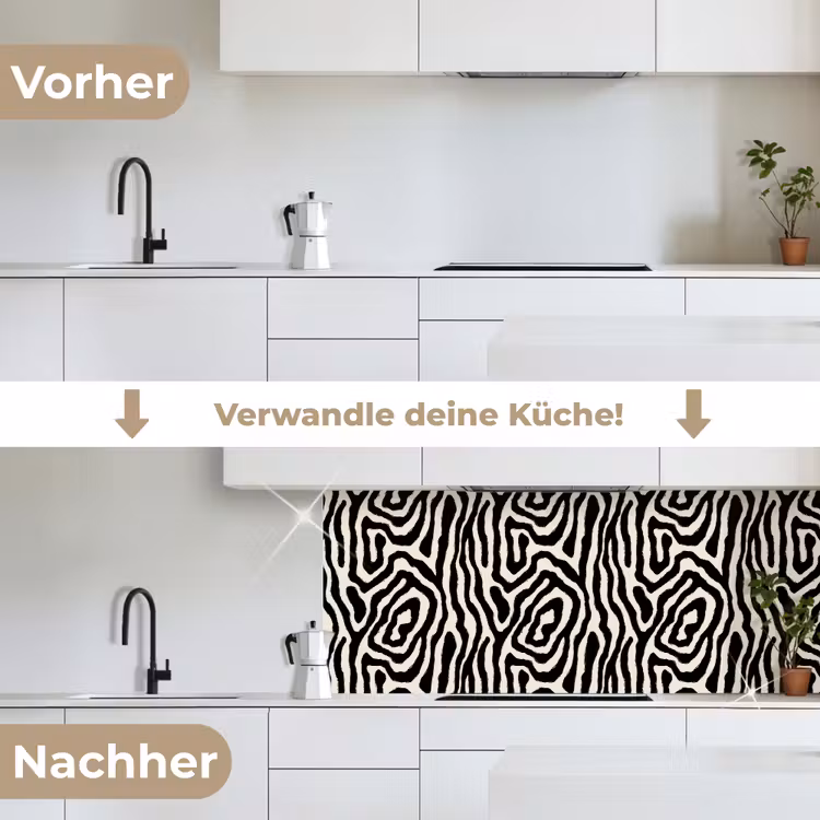 Zebra - Abstract - Zwart keuken achterwand 2 middel 871 -voor-na_DE