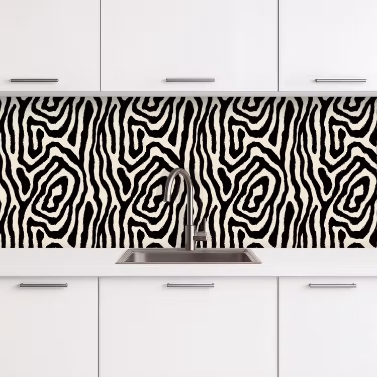Zebra - Abstract - Zwart keuken achterwand 2 middel 871 -3d