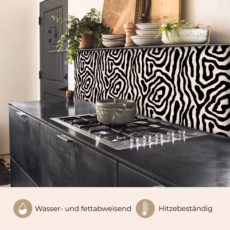 Zebra - Abstract - Zwart keuken achterwand 2 middel 871 -usp_DE