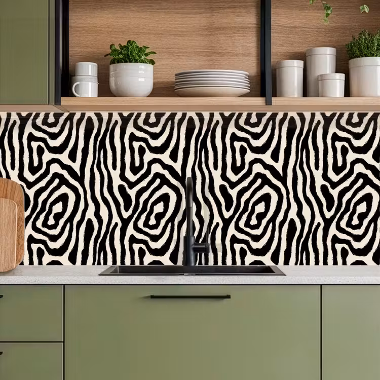 Zebra - Abstract - Zwart keuken achterwand 2 middel 871 -sfeer3