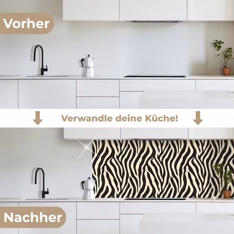 Zebra - Print - Klassiek - Zwart keuken achterwand 2 middel 871 -voor-na_DE
