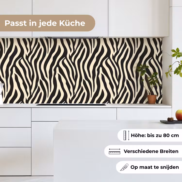 Zebra - Print - Klassiek - Zwart keuken achterwand 2 middel 871 -sfeer4_DE