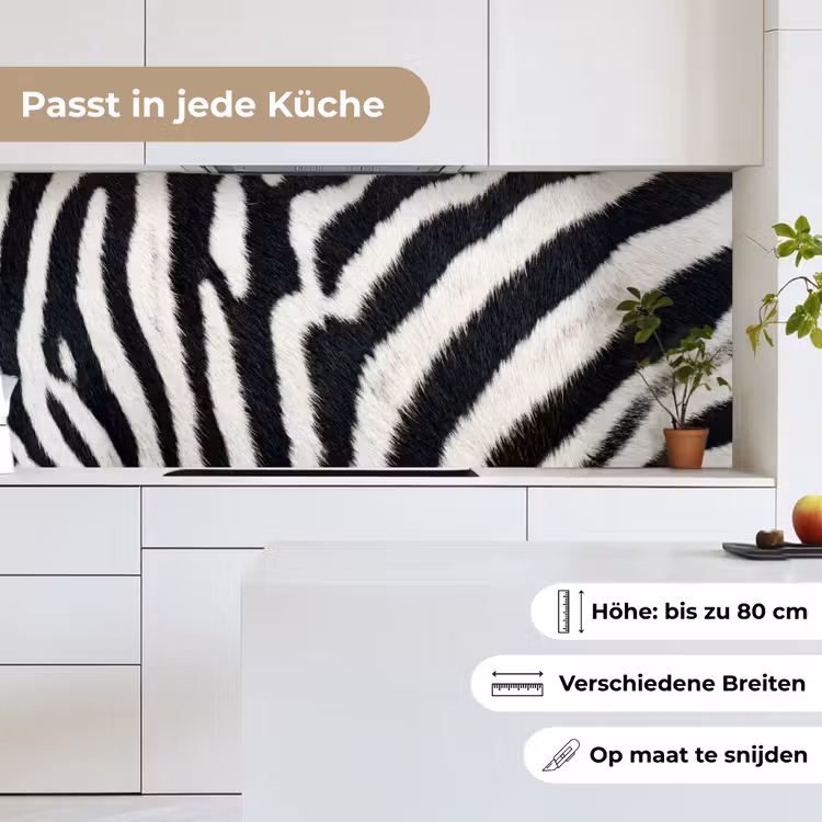 Zebra - Vacht - Klassiek - Zwart - Wit keuken achterwand 2 middel -sfeer4_DE