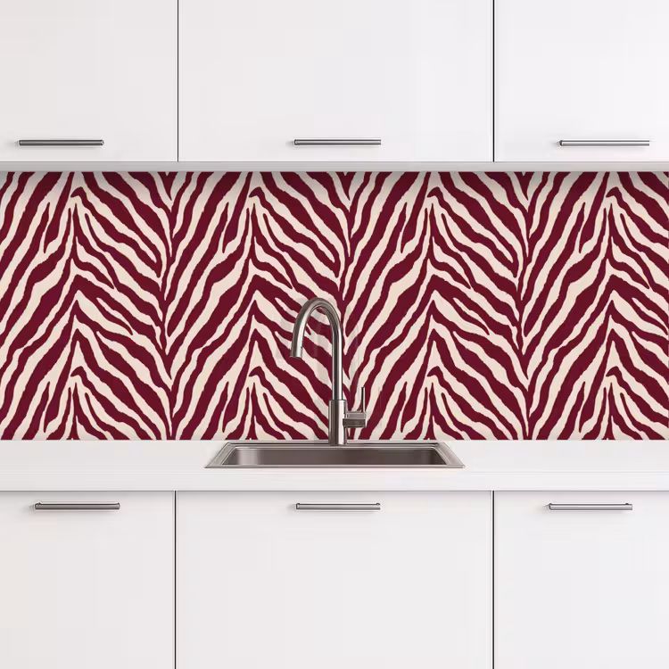 Zebra - Motief - Bordeaux - Rood keuken achterwand 2 middel 871 -3d