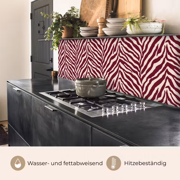 Zebra - Motief - Bordeaux - Rood keuken achterwand 2 middel 871 -usp_DE