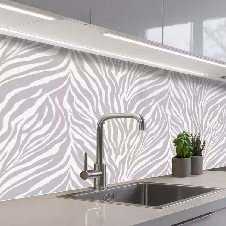 Zebra - Motief - Grijs keuken achterwand 2 middel 871 -3d_schuin