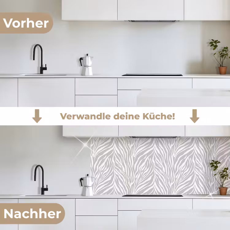 Zebra - Motief - Grijs keuken achterwand 2 middel 871 -voor-na_DE
