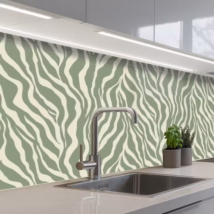 Zebra - Motief - Groen keuken achterwand 2 middel 871 -3d_schuin