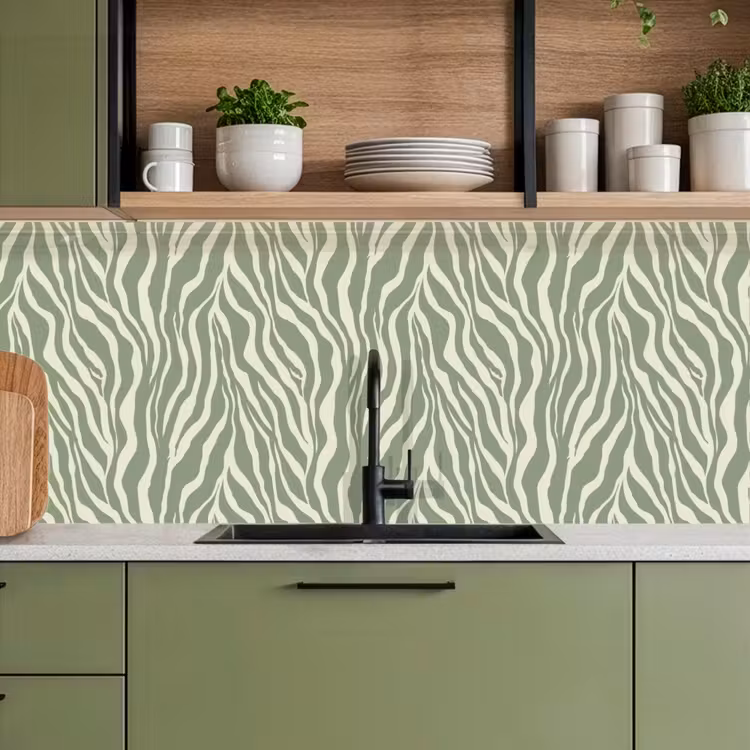 Zebra - Motief - Groen keuken achterwand 2 middel 871 -sfeer3