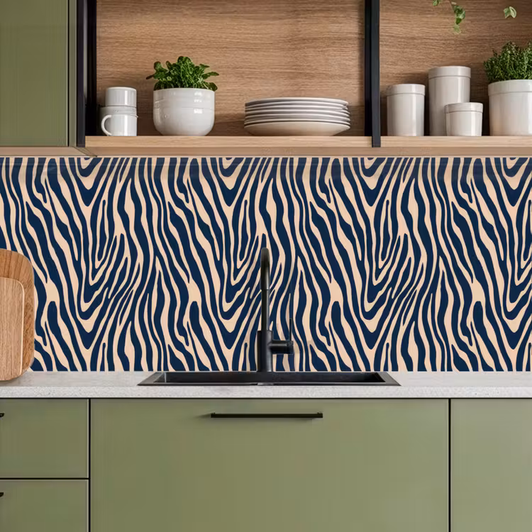 Zebra - Patroon - Blauw - Beige keuken achterwand 2 middel 871 -sfeer3
