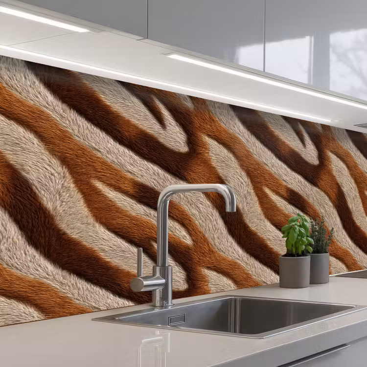 Zebra - Patroon - Bruin keuken achterwand 2 middel 871 -3d_schuin