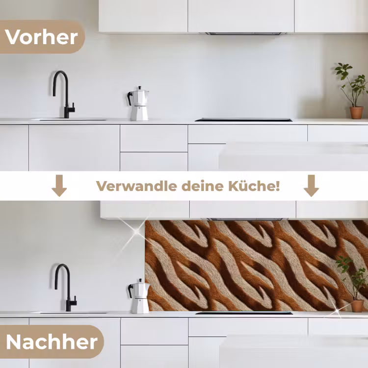 Zebra - Patroon - Bruin keuken achterwand 2 middel 871 -voor-na_DE