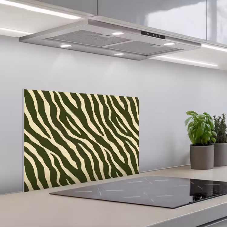 Zebra - Patroon - Groen keuken achterwand spatscherm klein 900 -3d_schuin